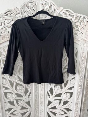 Carilyn Vaile Black V-Neck Three-Quarter Sleeve Top